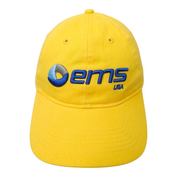 EMS USA Brushed Chino Twill Strapback Embroidered Logo Cap Trucker Baseball Hat - Picture 1 of 13